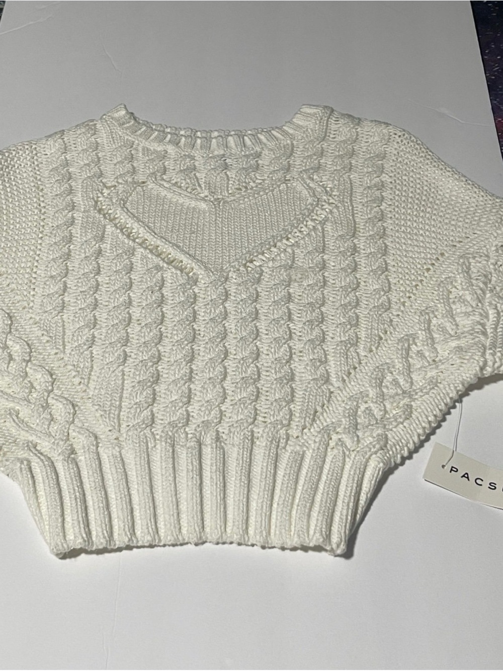 PacSun Beverly and Beck Heart Cable Knit Cropped Sweater - XS NWT!